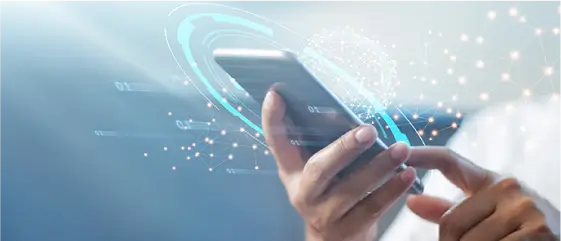 スマートフォンと次世代通信ネットワークのイメージ