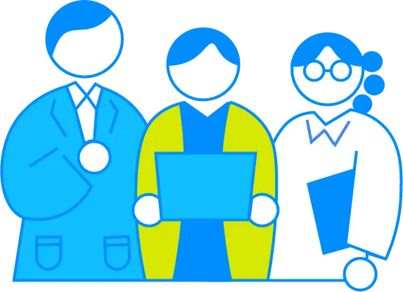 資格を持つ3人の社員のイラスト